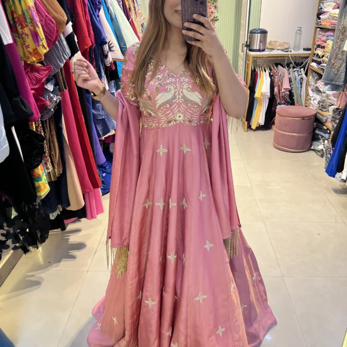 Beautiful Peacock Work Anarkali "MOURNI OUTFIT" (Customized in any colour & size)