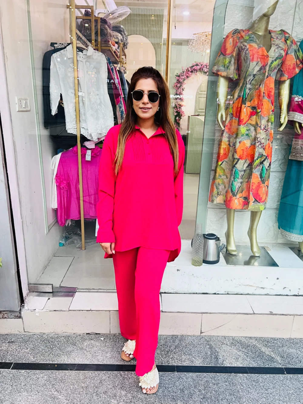 Premium Slub Cotton Pintex Co-ord set 0012