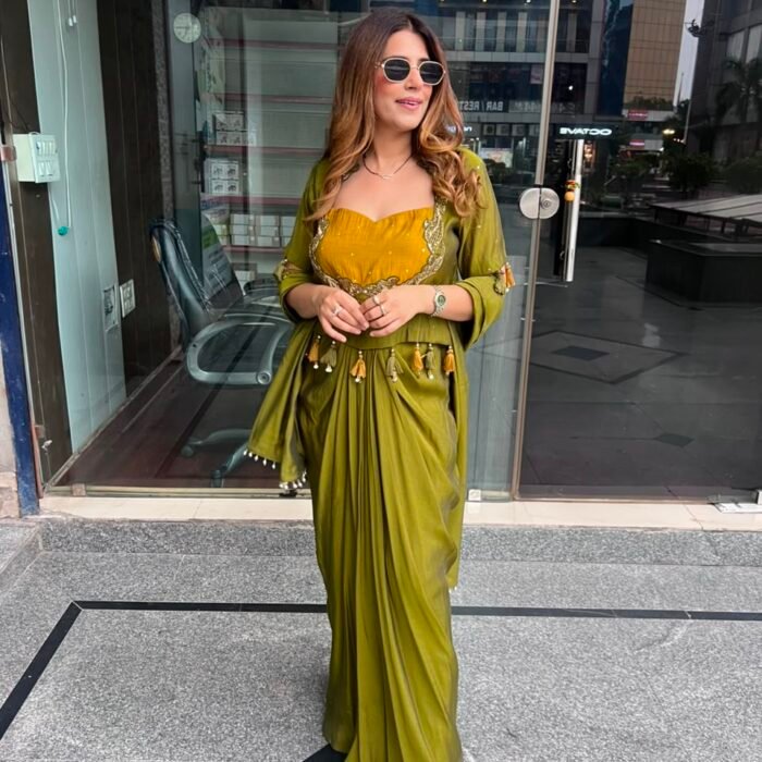 Olive Bloom Indo-Western Set