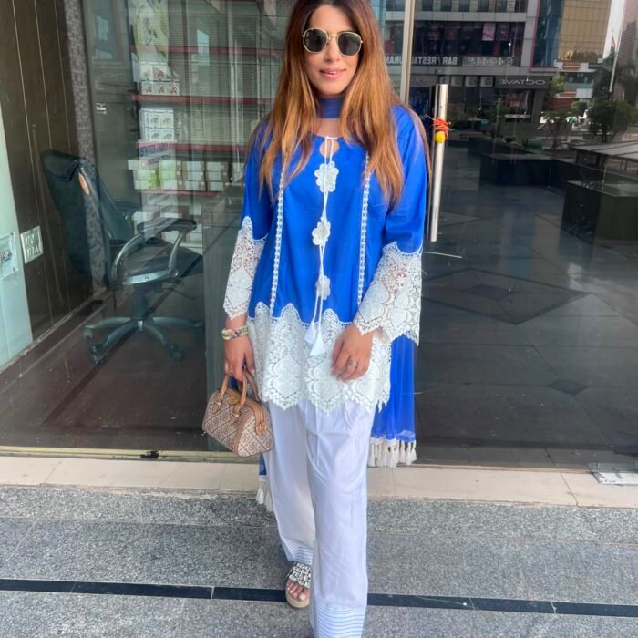 ROYAL SAPPHIRE LACE SUIT