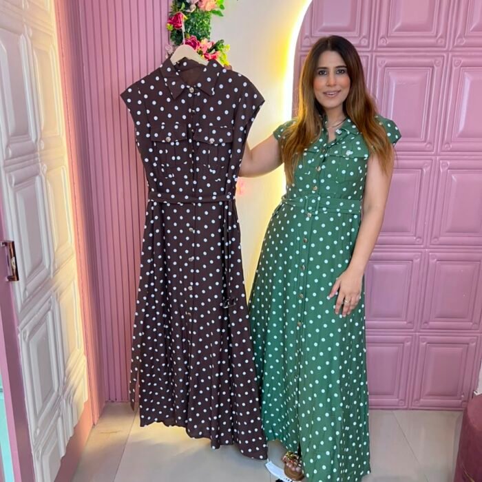 Classic Polka Belted Maxi Dress