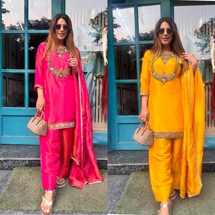Mirror Work Festive Silk Suit