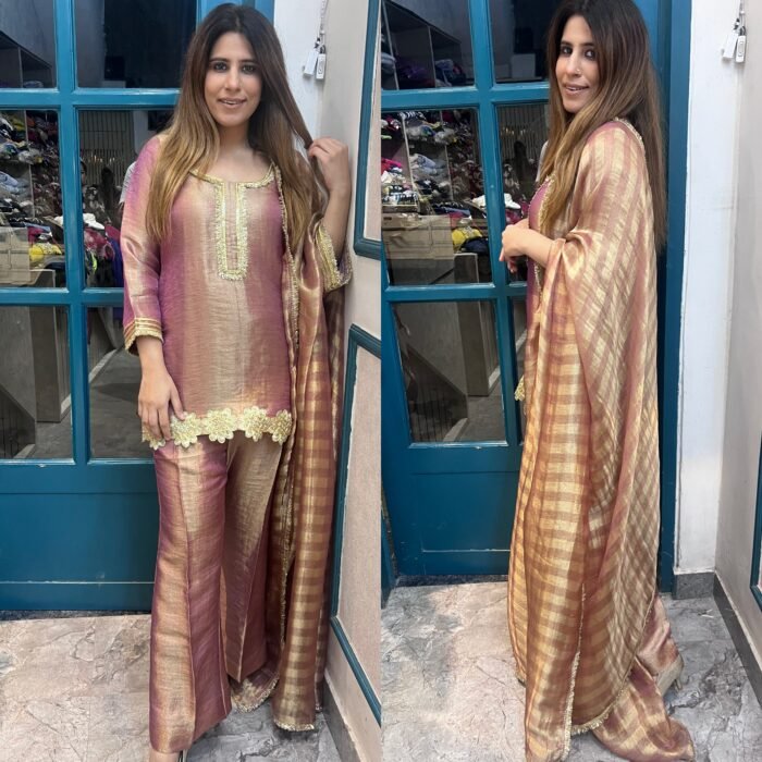 Rose Gold Tissue Silk Suit Set