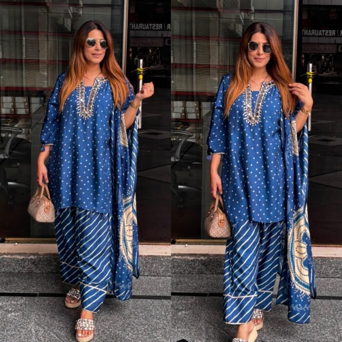 Indigo Printed Pakistani Suit Set