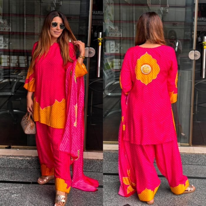Hot Pink Printed Pakistani Suit