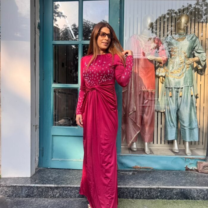 ROYAL RUCHED BODYCON GOWN