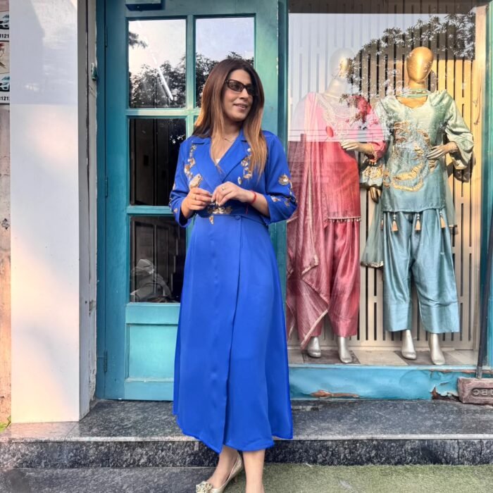 BLUE REGAL EMBROIDERY DRESS